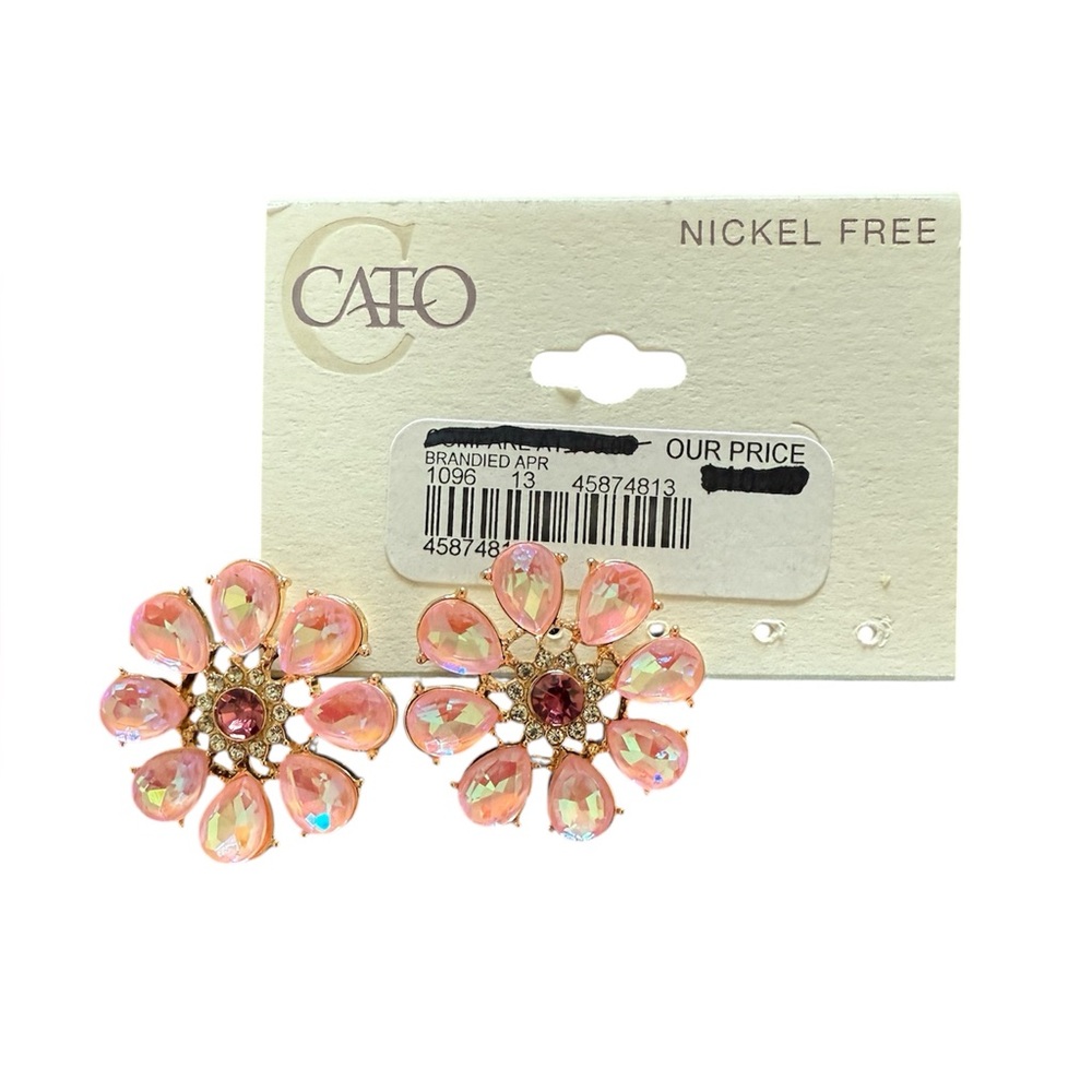 Cato Pink and Gold Dainty Floral Earrings